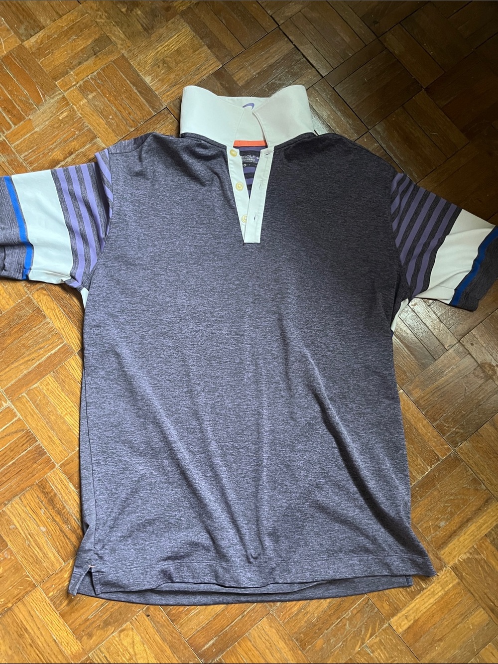 Men's Nike Golf Purple Polo with Striped Sleeves